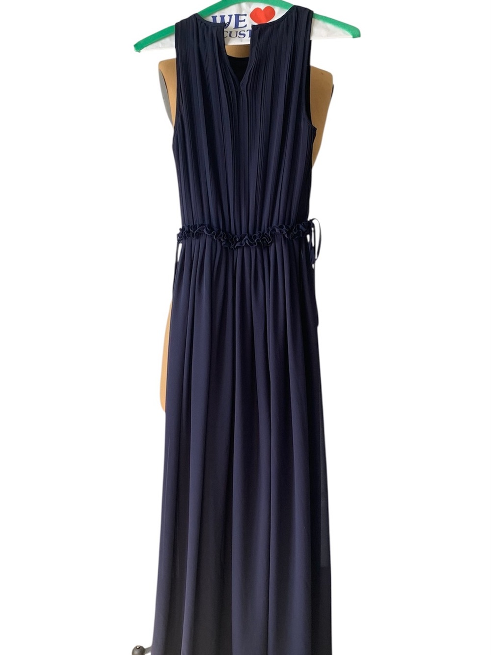 H&M Navy Pleated Sleeveless Maxi Dress